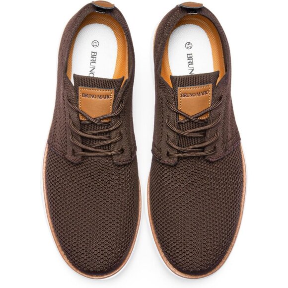 ⚡Men Brown Knit Flex Breeze Mesh Oxfords Lace-Up Lightweight Walking Sneaker